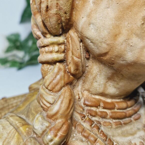 Vintage Native American Indian Woman Statue Swirl Clay Resin Carved Sculpture - Picture 9 of 16